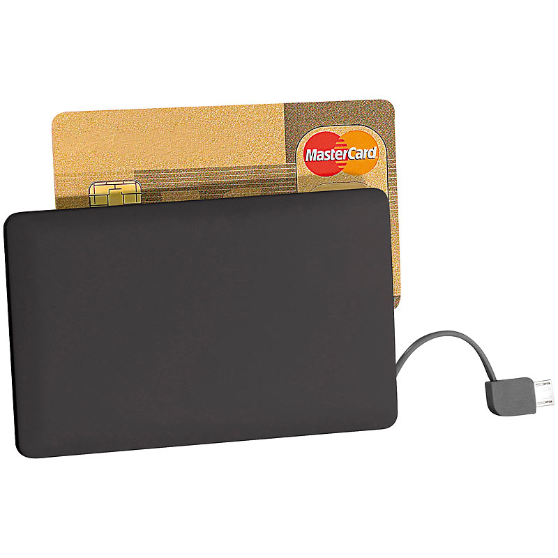 Ultra-Slim-Powerbank im Kreditkarten-Format, 2500 mAh, Micro-USB-Kabel