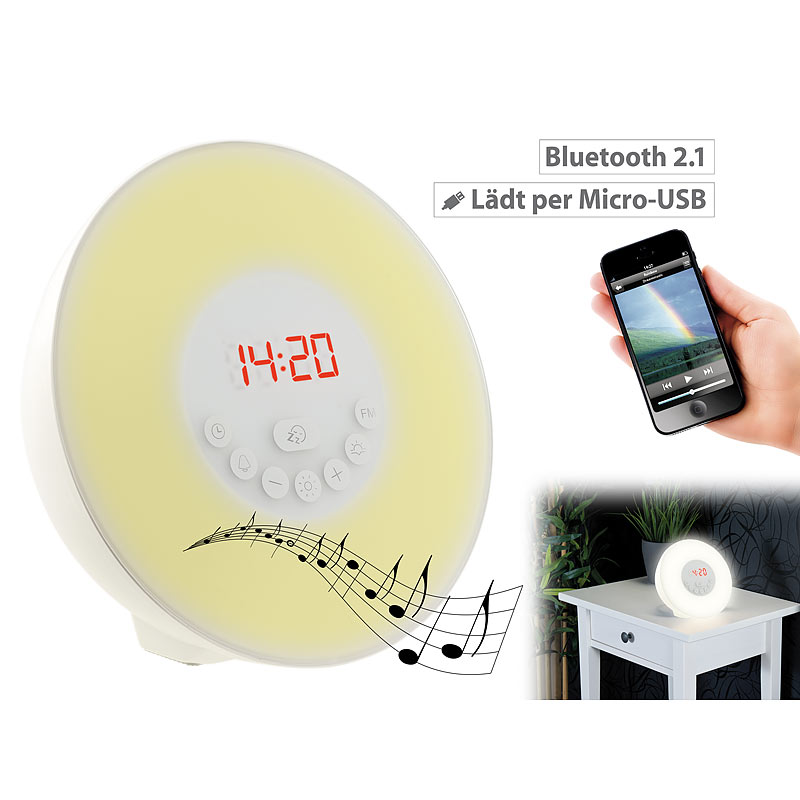 Wake-up-LED-Radiowecker mit Bluetooth & Sonnenaufgangs-Simulation