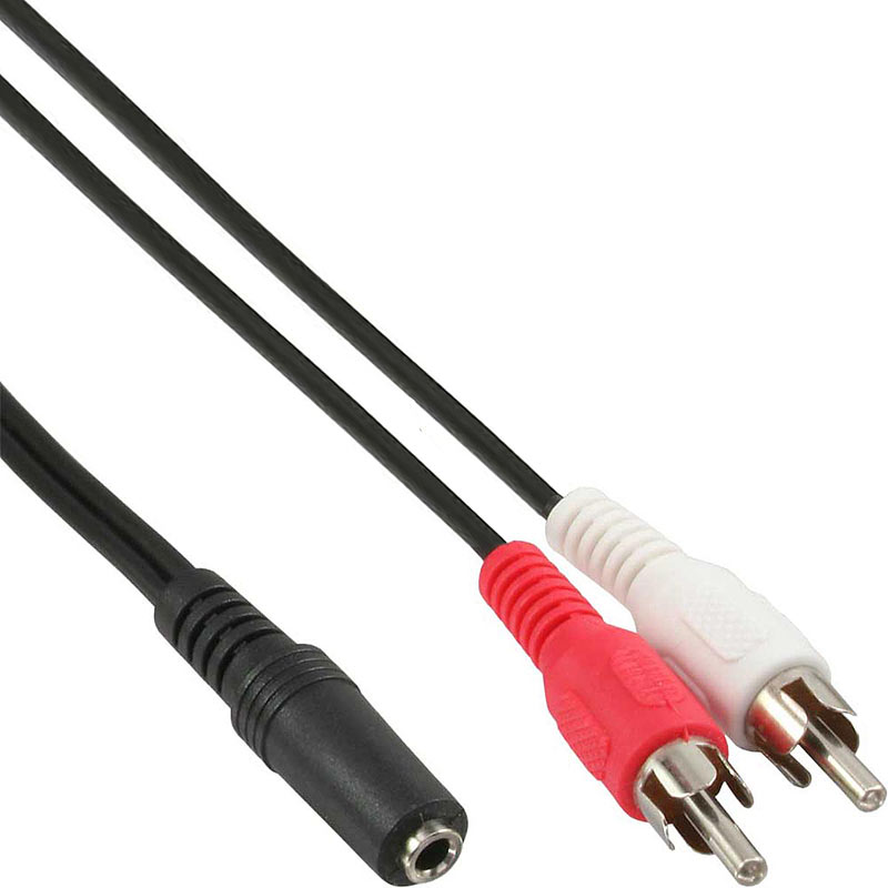 Audio-Kabel, 2x Cinch Stecker auf 3,5mm Stereo Klinke Buchse, 1,5m