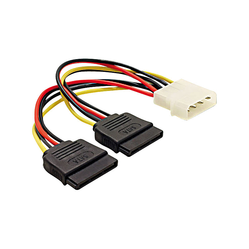 Strom-Adapterkabel für SATA-Festplatten (Molex auf 2x SATA) ca. 15cm