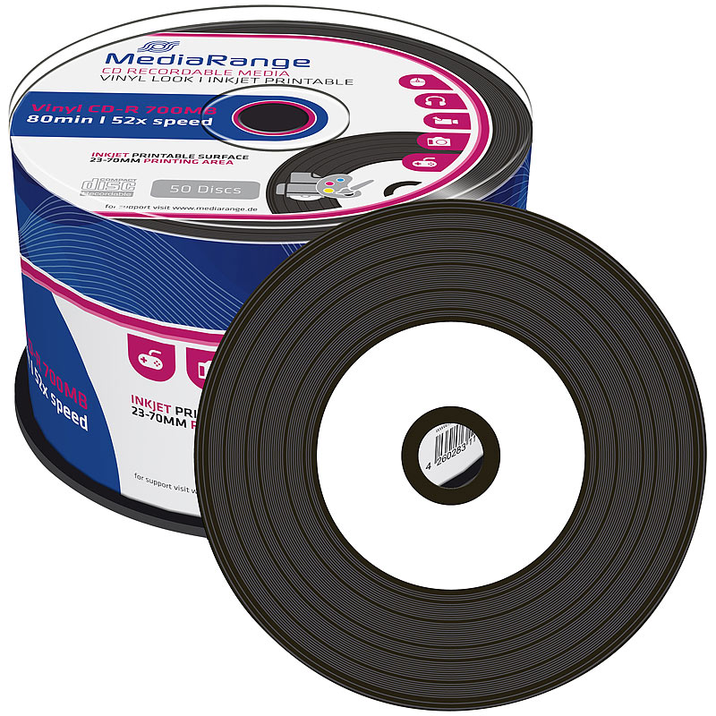 Vinyl-Look CD-R 700MB/80Min, 52x printable, 50er Spindel