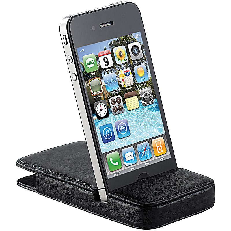 Elegante 2in1-Schutztasche mit Standfunktion für iPhone 4/4s, schwarz