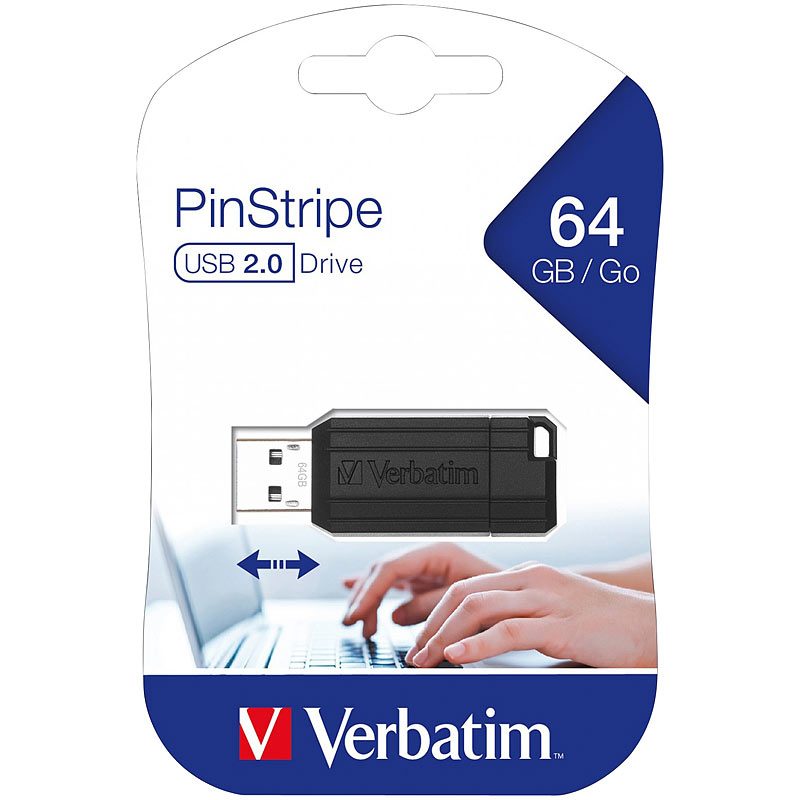 PinStripe 64GB USB-Speicherstick (USB 2.0), schwarz