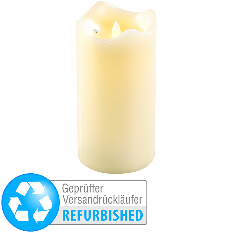 18 cm hoch LED-Echtwachskerze mit beweglicher Flamme Britesta Flackerkerzen LED-Wachs-Kerzen