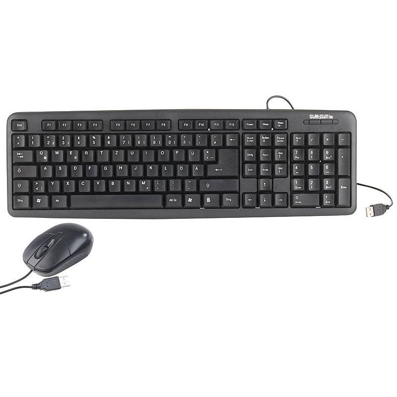 Office-Set: optische USB-Maus & Tastatur mit Ziffernblock, schwarz