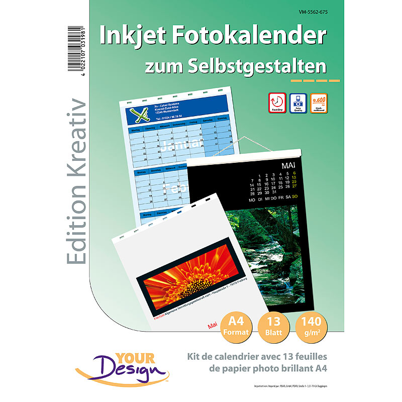 Fotokalender-Set A4 hoch (140g/m²)