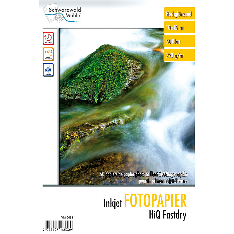 HiQ Fastdry Fotopapier glossy  220 g/m² 10x15 50Bl.