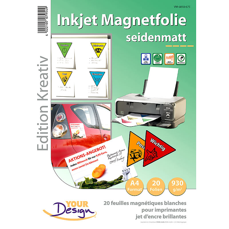 20 Inkjet-Magnetfolien A4 matt/weiß