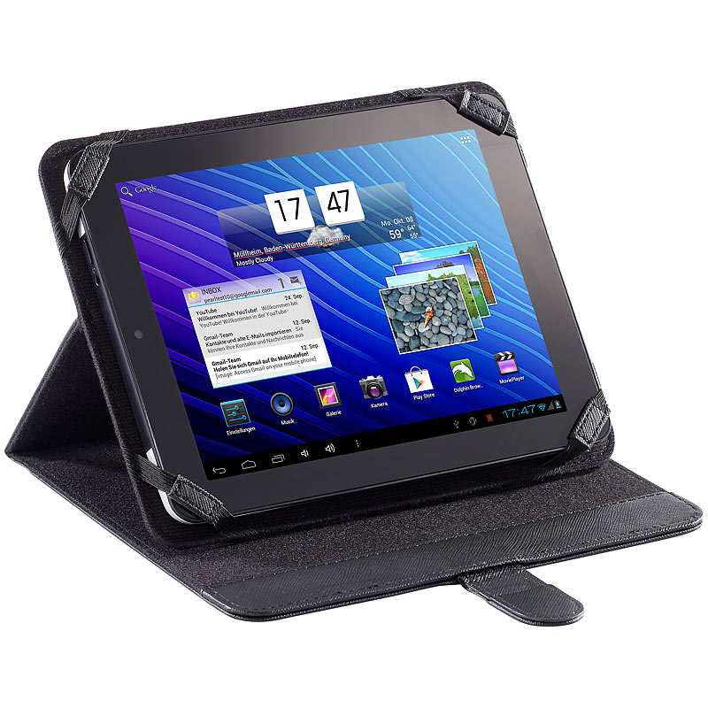 Universal Schutzhülle mit Aufsteller für Tablet-PCs bis 15 x 20 cm