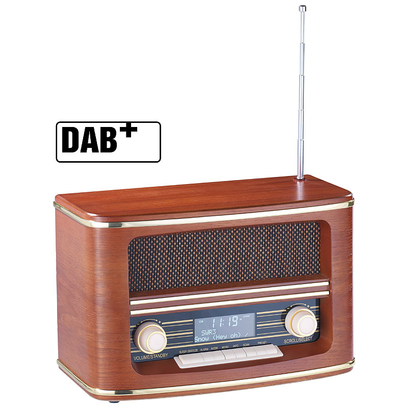 Digitales Nostalgie-Stereo-Radio mit DAB+, Bluetooth 3.0, FM & Wecker