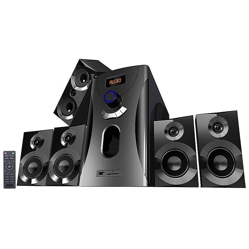 Home-Theater Surround-Sound-System 5.1, 160 Watt, MP3, Radio, schwarz