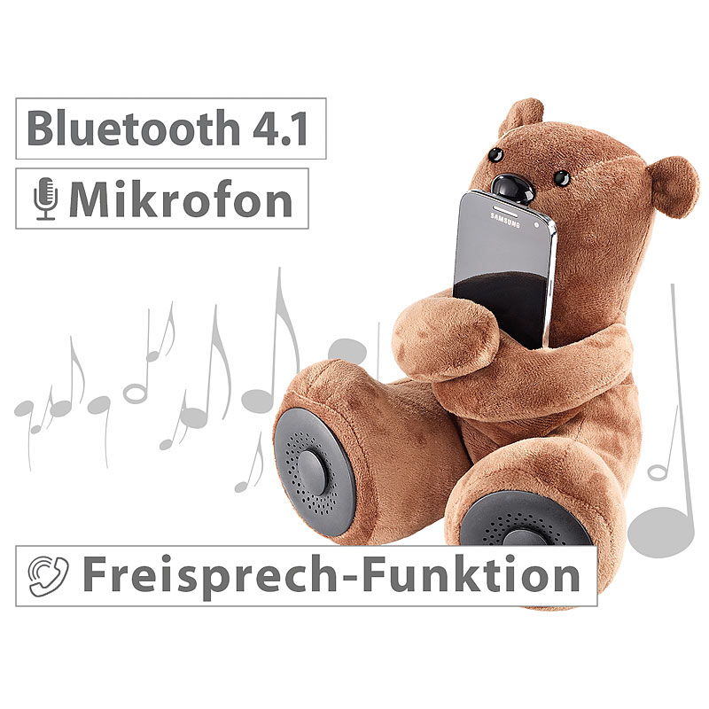 Lautsprecher-Teddybär mit Bluetooth 4.1 + EDR und Mikrofon, 10 Watt