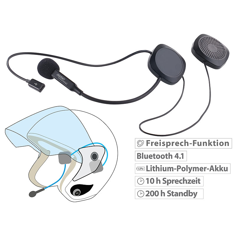 "Micro-casque stéréo et bluetooth pour casque moto / ski"