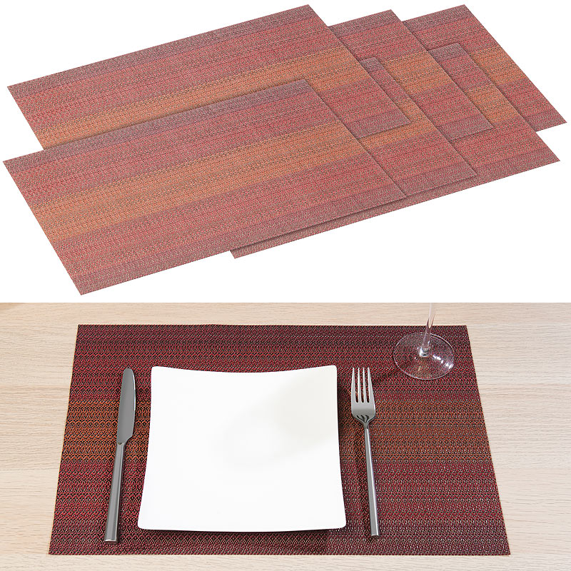 6er-Set abwaschbare Tischsets in ansprechender Web-Optik, 45 x 30 cm