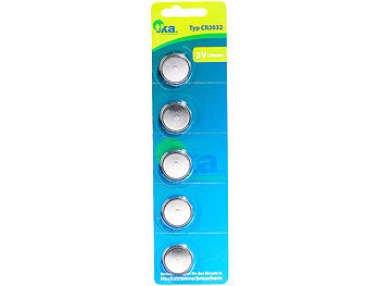 Lithium-Knopfzellen CR2032 (BIOS-Zelle), 3 Volt, im 5er-Sparpaket Lithium-Knopfzellen CR2032 (BIOS-Zelle), 3 Volt, im 5er-Sparpaket