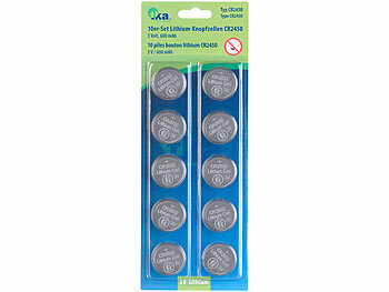 Lithium-Knopfzellen CR2450, 3 Volt, im 5er-Sparpaket Lithium-Knopfzellen CR2450, 3 Volt, im 5er-Sparpaket